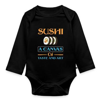 Sushi Japan Essen Sushi-Mahlzeit - Baby Bio-Langarm-Body - Schwarz - Vorne