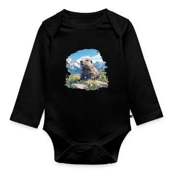 Murmeltiere Murmeltier - Baby Bio-Langarm-Body - Schwarz - Vorne