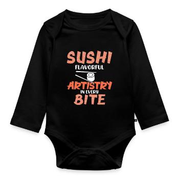 Sushi Japan Essen Sushi-Mahlzeit - Baby Bio-Langarm-Body - Schwarz - Vorne