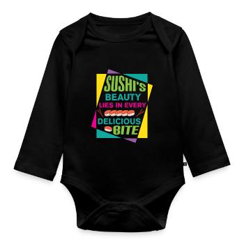 Sushi Japan Essen Sushi-Mahlzeit - Baby Bio-Langarm-Body - Schwarz - Vorne