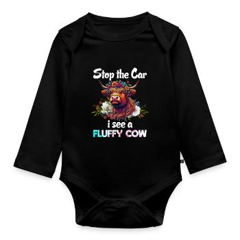 Scottish Highland Cow Scotland Farm - Organic Longsleeve Baby Bodysuit - black - Front