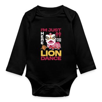 Je suis juste ici pour la danse du lion Nouvel An chinois - Body Bébé bio manches longues - noir - Devant