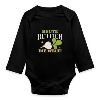 Aujourd’hui Radis Le Radis du Monde Dicton - Body Bébé bio manches longues - noir - Devant