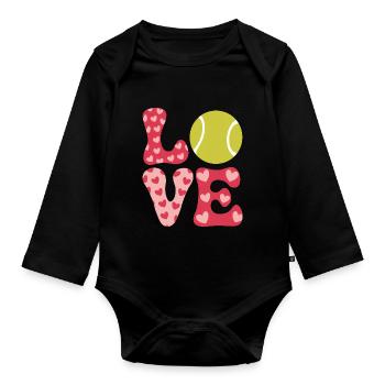 Tennis Disant Joueur de Tennis Drôle Tennis Cadeau - Body Bébé bio manches longues - noir - Devant
