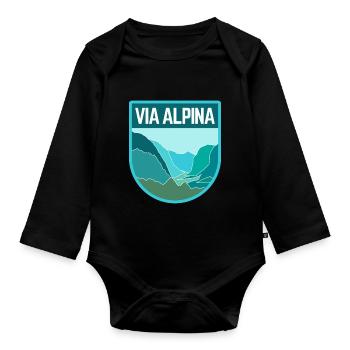 Via Alpina - Baby Bio-Langarm-Body - Schwarz - Vorne