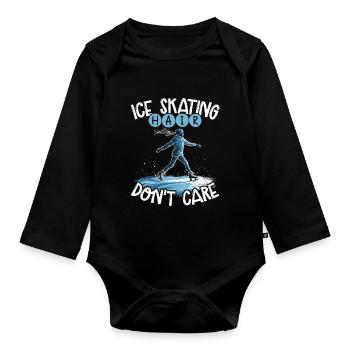 patineur patineur patin à glace patin à glace - Body Bébé bio manches longues - noir - Devant