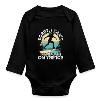 patineur patineur patin à glace patin à glace - Body Bébé bio manches longues - noir - Devant