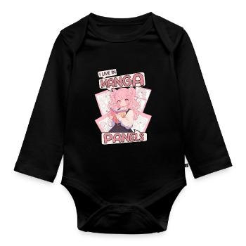 Manga Bücher Manga Liebhaber - Baby Bio-Langarm-Body - Schwarz - Vorne