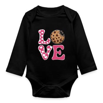 Cookies Saying Chocolate Cookies Funny Cookie Gift - Organic Longsleeve Baby Bodysuit - black - Front