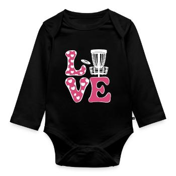 Disc Golf Dire Sports Drôle Disc Golf Cadeau - Body Bébé bio manches longues - noir - Devant