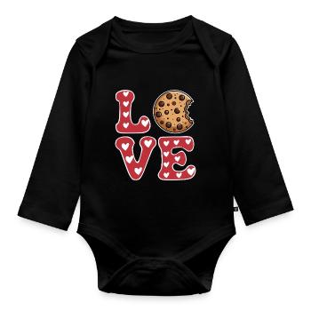 Cookies Saying Chocolate Cookies Funny Cookie Gift - Organic Longsleeve Baby Bodysuit - black - Front