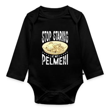 Arrête de regarder mon pelmeni - Body Bébé bio manches longues - noir - Devant