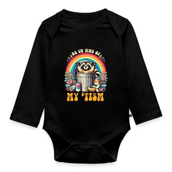 Be In Awe Of My 'Tism Autistic Waschbären - Baby Bio-Langarm-Body - Schwarz - Vorne