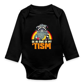 Be In Awe Of My 'Tism Autistic Waschbären - Baby Bio-Langarm-Body - Schwarz - Vorne