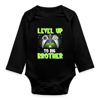 Level Bis Big Brother Console Gamer Elder - Baby Bio-Langarm-Body - Schwarz - Vorne