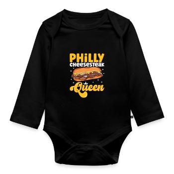 Philly Cheesesteak Queen - Organic Longsleeve Baby Bodysuit - black - Front