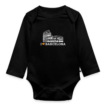 J’aime Barcelone Cool Colisée Coeur Drapeau Espagne - Body Bébé bio manches longues - noir - Devant