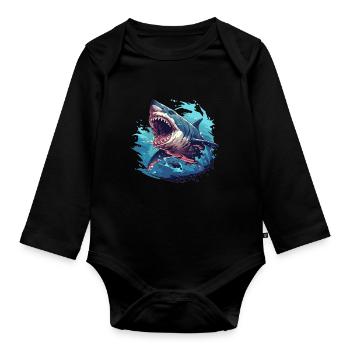 Great White Sharks Great White Shark - Organic Longsleeve Baby Bodysuit - black - Front