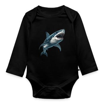 Great White Sharks Great White Shark - Organic Longsleeve Baby Bodysuit - black - Front
