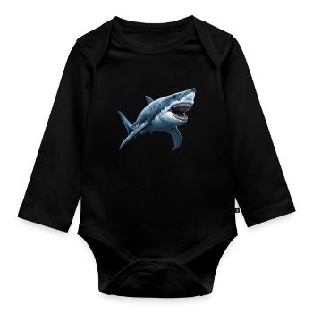 Great White Sharks Great White Shark - Organic Longsleeve Baby Bodysuit - black - Front