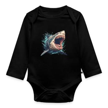 Great White Sharks Great White Shark - Organic Longsleeve Baby Bodysuit - black - Front