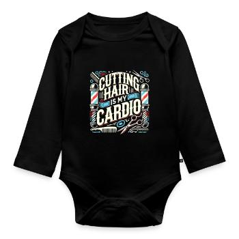 Haare schneiden ist mein Training - Baby Bio-Langarm-Body - Schwarz - Vorne