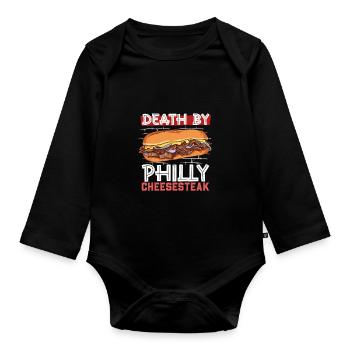 Death by Philly Cheesesteak - Baby Bio-Langarm-Body - Schwarz - Vorne