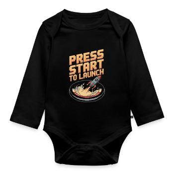 Space-themed players Cosmic Gaming Sci-fi - Organic Longsleeve Baby Bodysuit - black - Front