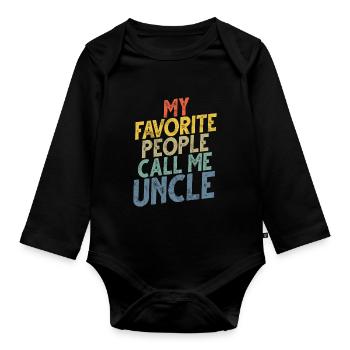 Bester Onkel Stolzer Onkel Zitat Humor - Baby Bio-Langarm-Body - Schwarz - Vorne