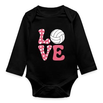 volley-ball dire drôle de cadeau de volley-ball - Body Bébé bio manches longues - noir - Devant