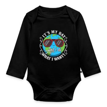 Earth Day Is My Day - Organic Longsleeve Baby Bodysuit - black - Front