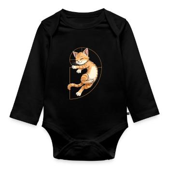 Fibonacci Cat - Organic Longsleeve Baby Bodysuit - black - Front