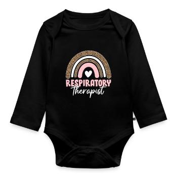 Respiratory Therapist Boho Rainbow Healthcare - Organic Longsleeve Baby Bodysuit - black - Front