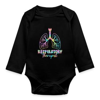 Inhalothérapeute Tie Dye Healthcare Lung - Body Bébé bio manches longues - noir - Devant
