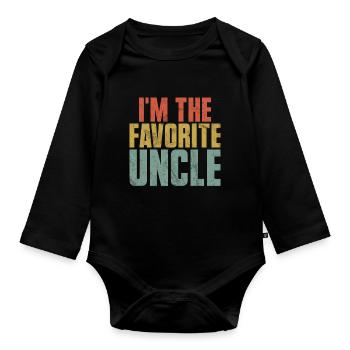 Best Uncle Proud Uncle Quote Humor - Organic Longsleeve Baby Bodysuit - black - Front