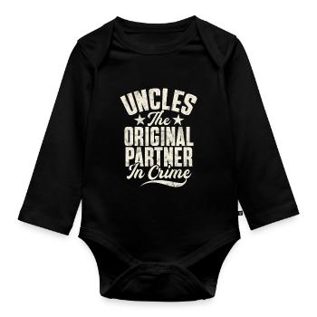 Bester Onkel Stolzer Onkel Zitat Humor - Baby Bio-Langarm-Body - Schwarz - Vorne