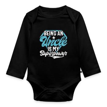 Best Uncle Proud Uncle Quote Humor - Organic Longsleeve Baby Bodysuit - black - Front