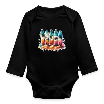 Surfen Surfer - Baby Bio-Langarm-Body - Schwarz - Vorne