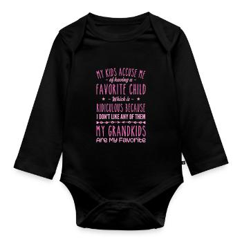 My Grandkids Are My Favorite Grandmother Grandma - Organic Longsleeve Baby Bodysuit - black - Front