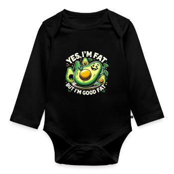 Ja, ich bin fett, aber ich bin gut fett - Baby Bio-Langarm-Body - Schwarz - Vorne