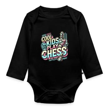 Coole Kinder spielen Schach - Baby Bio-Langarm-Body - Schwarz - Vorne