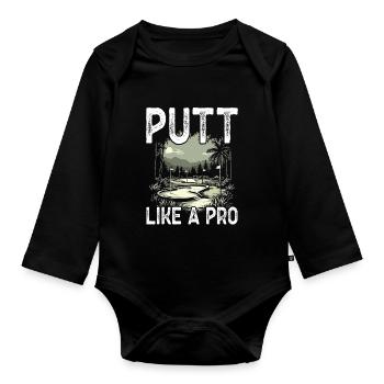 Golf Golf Golf Golf Parcours de Golf - Body Bébé bio manches longues - noir - Devant