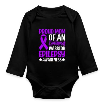 Proud Mom Of An Epilepsy Warrior Epilepsy Mom - Organic Longsleeve Baby Bodysuit - black - Front