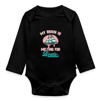 Gehirn Boote Segeln Bootfahren Lustiges Segler - Baby Bio-Langarm-Body - Schwarz - Vorne