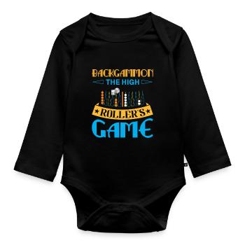 Backgammon Spiel - Baby Bio-Langarm-Body - Schwarz - Vorne