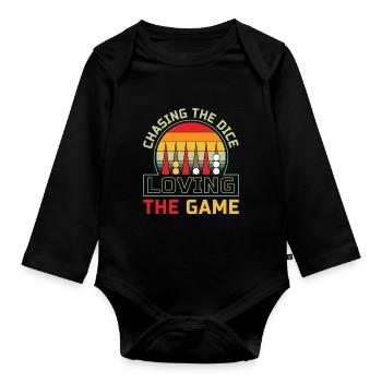 Backgammon Spiel - Baby Bio-Langarm-Body - Schwarz - Vorne