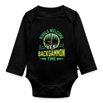 Backgammon Spiel - Baby Bio-Langarm-Body - Schwarz - Vorne