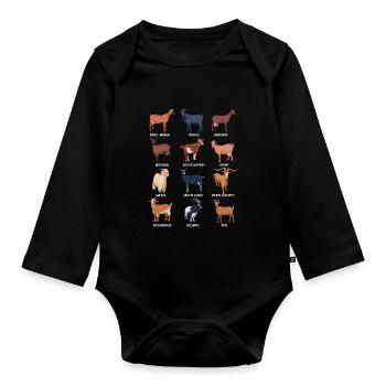 Verschiedene Kawaii Ziegen - Baby Bio-Langarm-Body - Schwarz - Vorne
