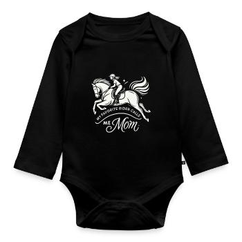 Meine Lieblingsreiterin nennt mich Mama - Baby Bio-Langarm-Body - Schwarz - Vorne