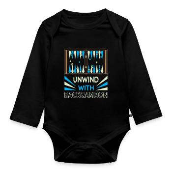 Backgammon Spiel - Baby Bio-Langarm-Body - Schwarz - Vorne